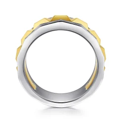 Outlet Gabriel & Co. 14K Yellow-White Gold Wide Faceted Ring in High Polished Finish