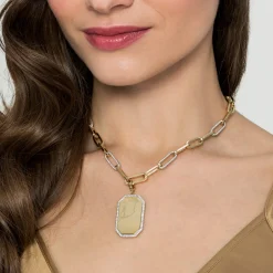 Online Gabriel & Co. 14K Yellow-White Paper Clip Chain Necklace with Diamond Stations