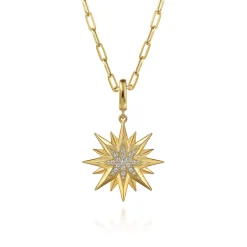 Best Gabriel & Co. 14K Y G D Starburst Medallion Pendant in Size 24mm With Detachable Bail