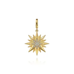 Best Gabriel & Co. 14K Y G D Starburst Medallion Pendant in Size 24mm With Detachable Bail