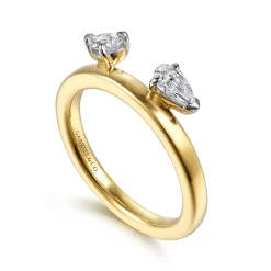 Clearance Gabriel & Co. Lace - 14K Yellow Gold Pear Diamond Enhancer - 0.4 ct