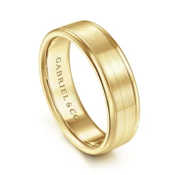 Discount Gabriel & Co. Landon - 14K Yellow Gold 6mm - Men's Wedding Band in Satin Finish