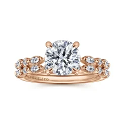Clearance Gabriel & Co. Lanna - 14K Rose Gold Round Diamond Engagement Ring