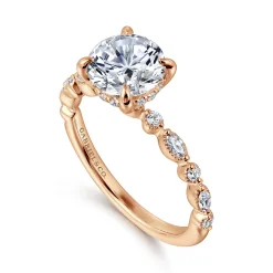 Clearance Gabriel & Co. Lanna - 14K Rose Gold Round Diamond Engagement Ring