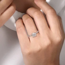 Best Gabriel & Co. Lanna - 14K White Gold Round Diamond Engagement Ring