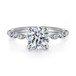 Best Gabriel & Co. Lanna - 14K White Gold Round Diamond Engagement Ring