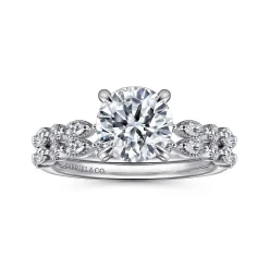 Best Gabriel & Co. Lanna - 14K White Gold Round Diamond Engagement Ring