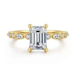 Outlet Gabriel & Co. Lanna - 14K Yellow Gold Emerald Cut Diamond Engagement Ring
