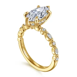 New Gabriel & Co. Lanna - 14K Yellow Gold Marquise Shape Diamond Engagement Ring