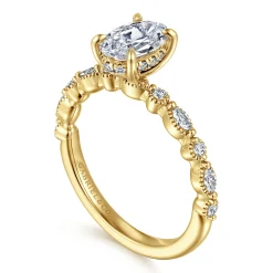 New Gabriel & Co. Lanna - 14K Yellow Gold Oval Diamond Engagement Ring