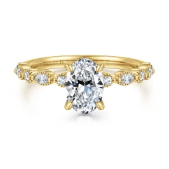 New Gabriel & Co. Lanna - 14K Yellow Gold Oval Diamond Engagement Ring