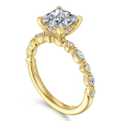 Hot Gabriel & Co. Lanna - 14K Yellow Gold Princess Cut Diamond Engagement Ring