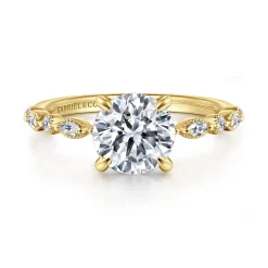 Clearance Gabriel & Co. Lanna - 14K Yellow Gold Round Diamond Engagement Ring