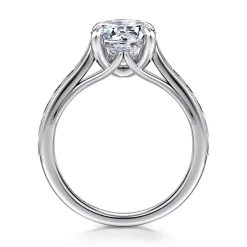 Best Gabriel & Co. Lapis - Vintage Inspired 14K White Gold Round Solitaire Diamond Engagement Ring