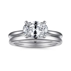Clearance Gabriel & Co. Larissa - 14K White Gold East West Oval Solitaire Engagement Ring
