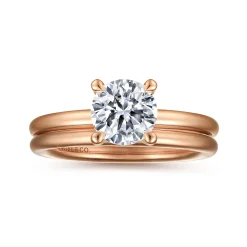 Sale Gabriel & Co. Lark - 14K Rose Gold Round Solitaire Engagement Ring