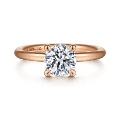 Sale Gabriel & Co. Lark - 14K Rose Gold Round Solitaire Engagement Ring