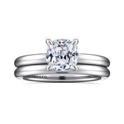 Discount Gabriel & Co. Lark - 14K White Gold Cushion Cut Solitaire Engagement Ring