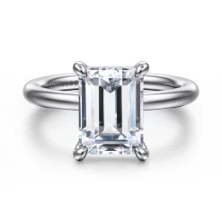 New Gabriel & Co. Lark - 14K White Gold Emerald Cut Solitaire Engagement Ring
