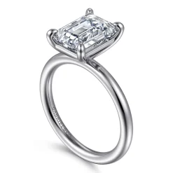 New Gabriel & Co. Lark - 14K White Gold Emerald Cut Solitaire Engagement Ring