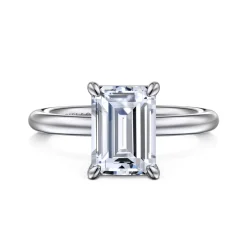 Gabriel & Co. Lark - 14K White Gold Emerald Cut Solitaire Engagement Ring