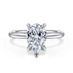 Best Gabriel & Co. Lark - 14K White Gold Pear Shape Solitaire Engagement Ring