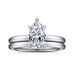 Best Gabriel & Co. Lark - 14K White Gold Pear Shape Solitaire Engagement Ring