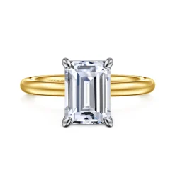 Outlet Gabriel & Co. Lark - 14K White-Yellow Gold Emerald Cut Solitaire Engagement Ring
