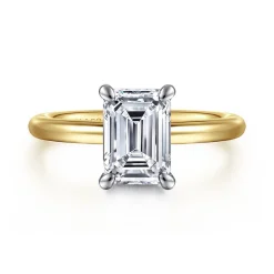 Gabriel & Co. Lark - 14K White Yellow Gold Emerald Cut Solitaire Engagement Ring
