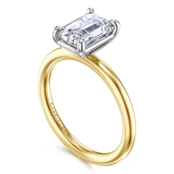 Gabriel & Co. Lark - 14K White Yellow Gold Emerald Cut Solitaire Engagement Ring
