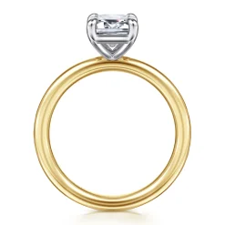 Gabriel & Co. Lark - 14K White Yellow Gold Emerald Cut Solitaire Engagement Ring