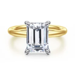 Online Gabriel & Co. Lark - 14K White-Yellow Gold Emerald Cut Solitaire Engagement Ring