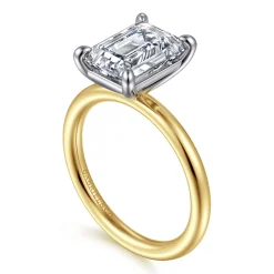 Online Gabriel & Co. Lark - 14K White-Yellow Gold Emerald Cut Solitaire Engagement Ring