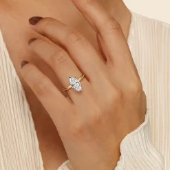 Online Gabriel & Co. Lark - 14K White-Yellow Gold Marquise Shape Solitaire Engagement Ring