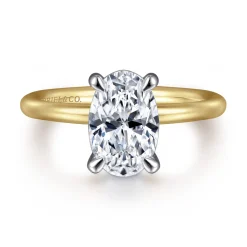 Sale Gabriel & Co. Lark - 14K White Yellow Gold Oval Solitaire Engagement Ring