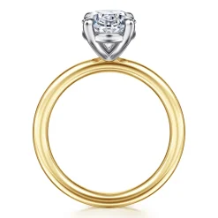 New Gabriel & Co. Lark - 14K White Yellow Gold Oval Solitaire Engagement Ring