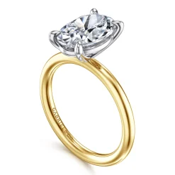 New Gabriel & Co. Lark - 14K White Yellow Gold Oval Solitaire Engagement Ring