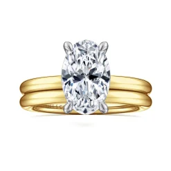Clearance Gabriel & Co. Lark - 14K White-Yellow Gold Oval Solitaire Diamond Engagement Ring