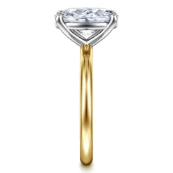 Clearance Gabriel & Co. Lark - 14K White-Yellow Gold Oval Solitaire Diamond Engagement Ring