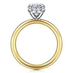 Clearance Gabriel & Co. Lark - 14K White-Yellow Gold Oval Solitaire Diamond Engagement Ring