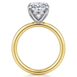 New Gabriel & Co. Lark - 14K White-Yellow Gold Oval Solitaire Diamond Engagement Ring