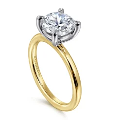 Hot Gabriel & Co. Lark - 14K White-Yellow Gold Round Solitaire Diamond Engagement Ring