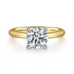 Hot Gabriel & Co. Lark - 14K White-Yellow Gold Round Solitaire Diamond Engagement Ring