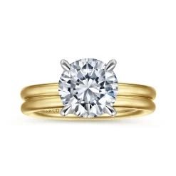 Hot Gabriel & Co. Lark - 14K White-Yellow Gold Round Solitaire Diamond Engagement Ring