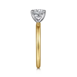 Discount Gabriel & Co. Lark - 14K White-Yellow Gold Round Solitaire Diamond Engagement Ring