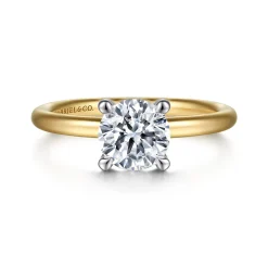 Discount Gabriel & Co. Lark - 14K White-Yellow Gold Round Solitaire Diamond Engagement Ring