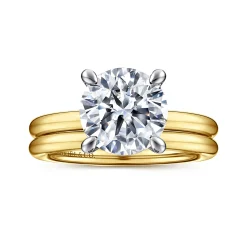 Best Gabriel & Co. Lark - 14K White-Yellow Gold Round Solitaire Diamond Engagement Ring