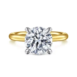 Best Gabriel & Co. Lark - 14K White-Yellow Gold Round Solitaire Diamond Engagement Ring