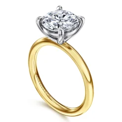 Best Gabriel & Co. Lark - 14K White-Yellow Gold Round Solitaire Diamond Engagement Ring