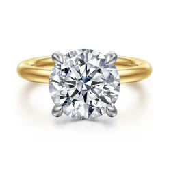 Best Gabriel & Co. Lark - 14K White-Yellow Gold Round Solitaire Diamond Engagement Ring